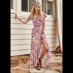 Like new purple floral wrap maxi dress